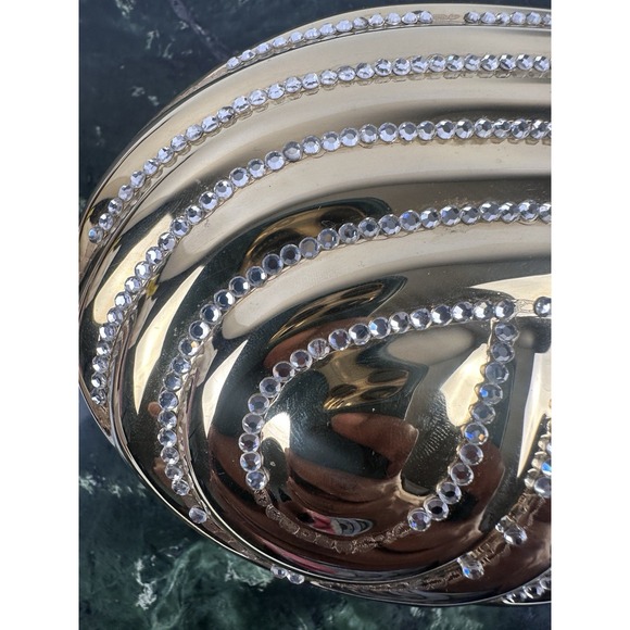 Vintage Le-Ann Gold Metal Clamshell Evening Bag Clutch with Chain Strap - Picture 5 of 16